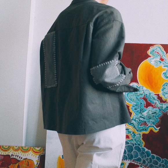 Grey Patchwork Coat - Picture 3 of 5